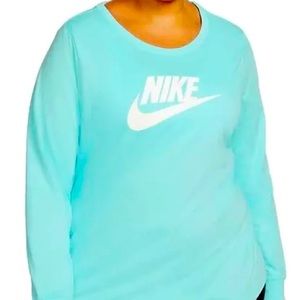 NWT- Nike Womens Plus Size Cotton Graphic Top - Light Green-Size 1X
